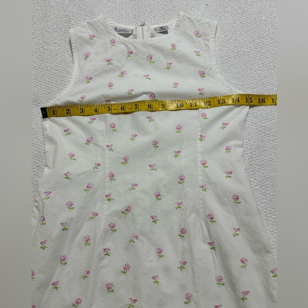 Jenni by Jennifer Moore Girl 12 White Cotton Floral Embroidered Sleeveless Dress - Picture 4 of 9
